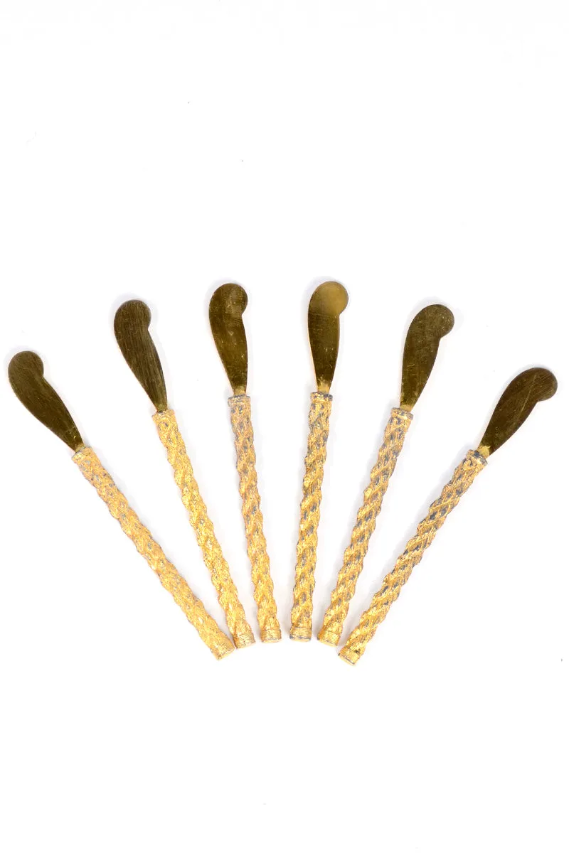1960s Gold Plated Pate Spreader Hors D'oeuvres Knives Set of 6