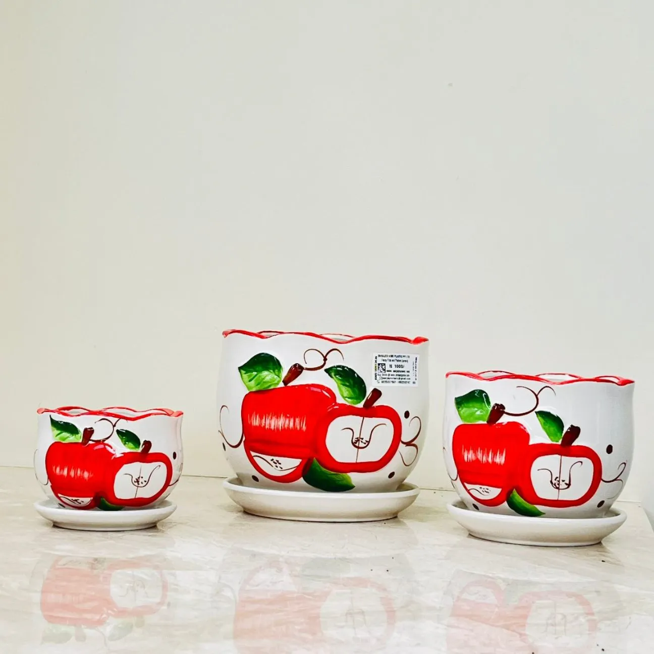 Apple Harvest Ceramic Planter Set Of 3