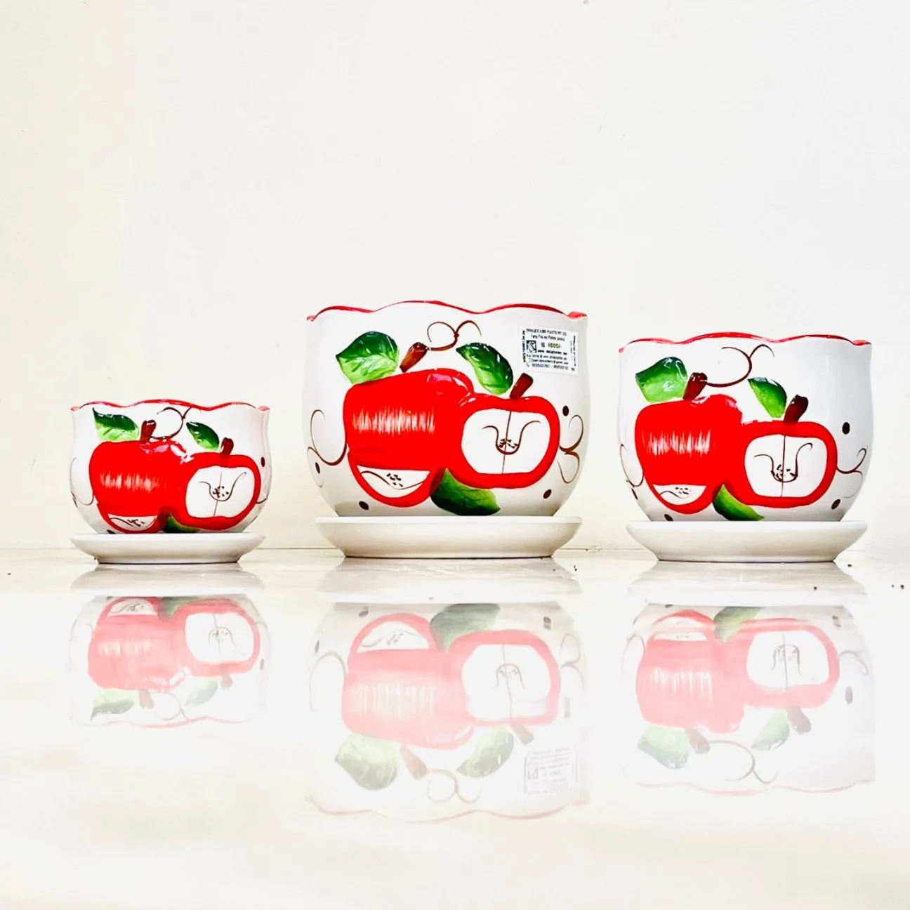 Apple Harvest Ceramic Planter Set Of 3