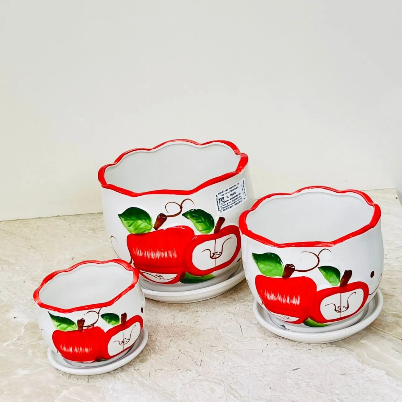 Apple Harvest Ceramic Planter Set Of 3