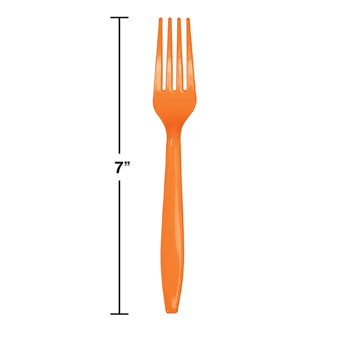 Bulk Pack of 100 Sunkissed Orange Plastic Forks