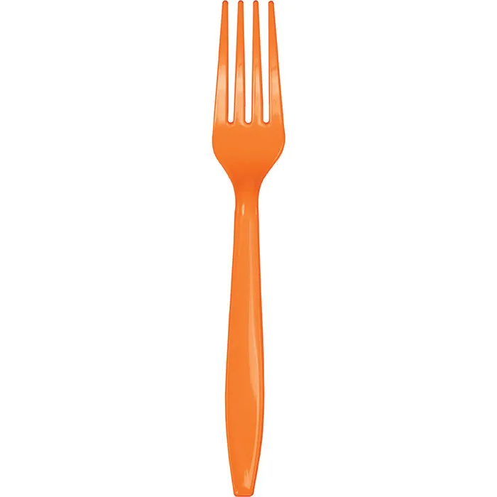Bulk Pack of 100 Sunkissed Orange Plastic Forks
